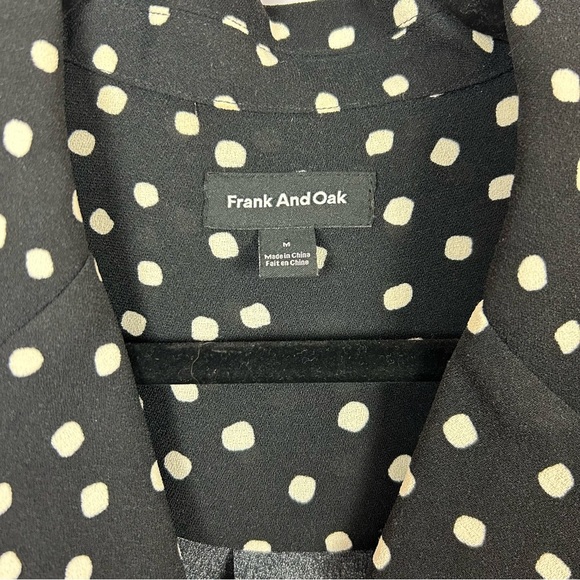 Frank And Oak Black Polka Dot Button-Up Blouse Size Medium - Picture 3 of 9